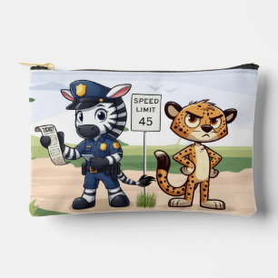 cute police zebra & cheetah accessory pouch