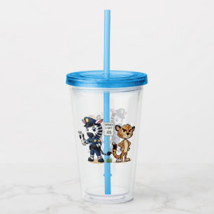 cute police zebra & cheetah acrylic tumbler