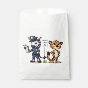 cute police zebra & cheetah favour bags