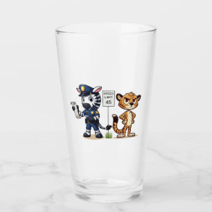 cute police zebra & cheetah glass
