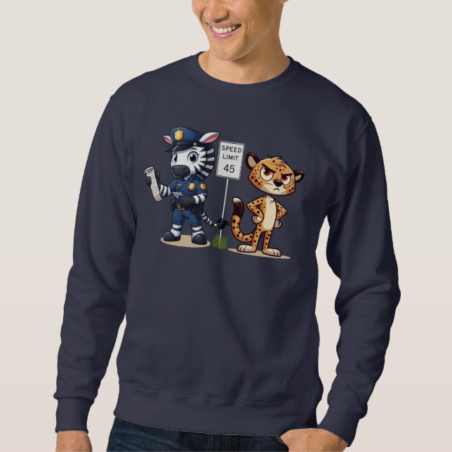 cute police zebra & cheetah sweatshirt (Front)