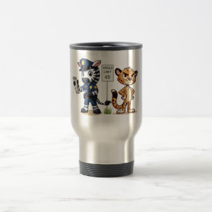 cute police zebra & cheetah travel mug