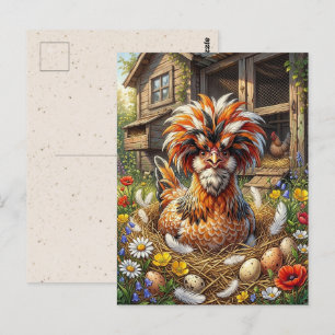 Cute Polish Chicken Keeping in Touch Postcard