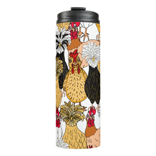Cute Polish Chickens and Hens Thermal Tumbler (Front)