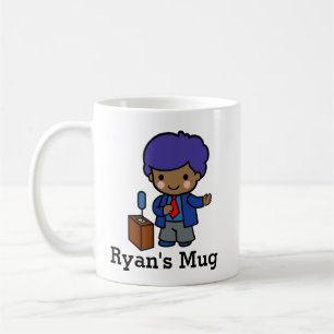 Cute Politician/Speaker with Blue hair with podium Coffee Mug