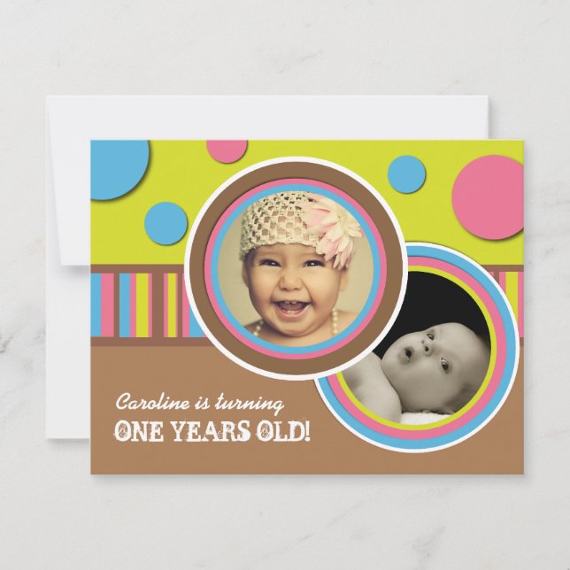 Cute Polk a Dot Birthday Party Invitation (Front)