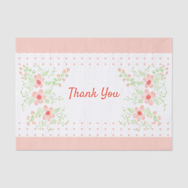 Cute Polka Dot And Floral Design Tissue Paper (Front)