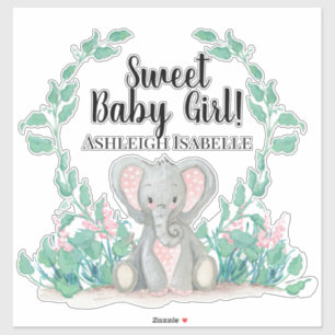 Cute Polka Dot Baby Elephant Girl n Wreath Nursery