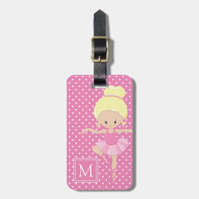 Cute Polka Dot Ballerina Luggage Tag (Front Vertical)