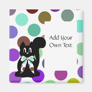 Cute Polka Dot Black Kitty Cat Customisable Magnet