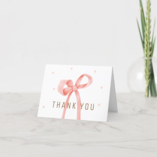 Cute Polka Dot Bow Baby Shower Thank You Card