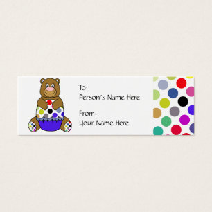 Cute Polka Dot Brown Birthday Bear Gift Tag