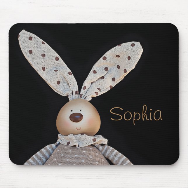 Cute Polka Dot Bunny Mouse Mat (Front)
