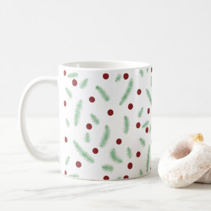 Cute polka dot Christmas tree Red Green pattern Coffee Mug