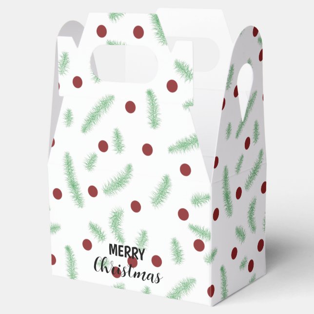 Cute polka dot Christmas tree Red Green pattern Favour Box (Opened)