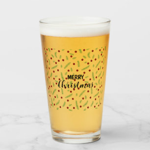 Cute polka dot Christmas tree Red Green pattern Glass
