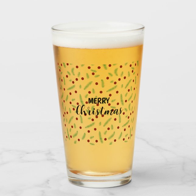 Cute polka dot Christmas tree Red Green pattern Glass (Front Filled)