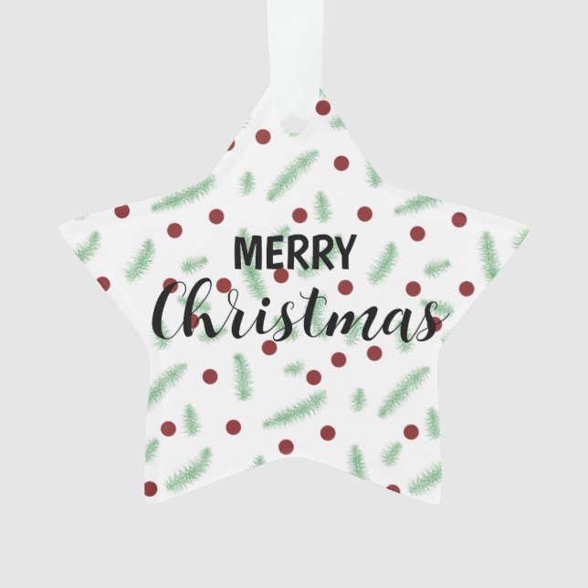 Cute polka dot Christmas tree Red Green pattern Ornament (Front)