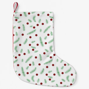 Cute polka dot Christmas tree Red Green pattern Small Christmas Stocking