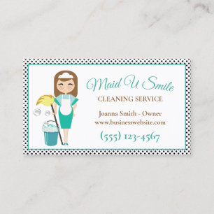 Cute Polka Dot Cleaning Maid Housecleaning Service Business Card