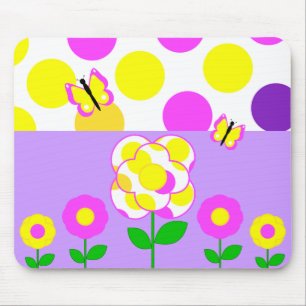 Cute Polka Dot Flowers Mousepad