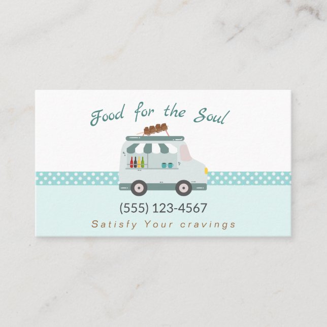 Cute Polka Dot Food Truck Business Card (Front)