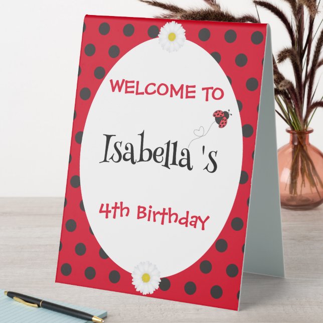 Cute Polka dot Ladybug Daisy Flower Birthday Party (In SItu (Table))