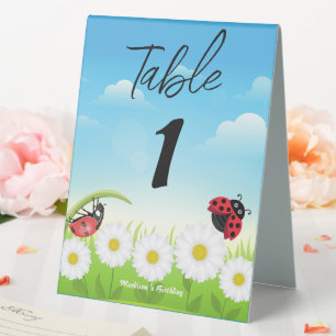 Cute Polka dot Ladybug Daisy Flower Birthday Party