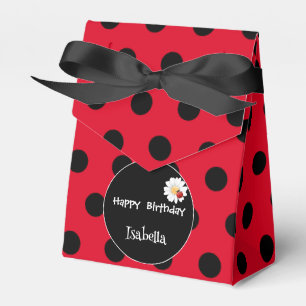 Cute Polka dot Ladybug Daisy Flower Birthday Party Favour Box