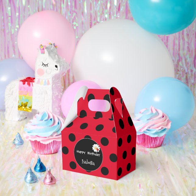 Cute Polka dot Ladybug Daisy Flower Birthday Party Favour Box (Party)