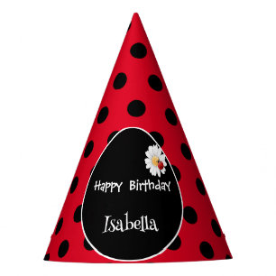 Cute Polka dot Ladybug Daisy Flower Birthday Party Party Hat