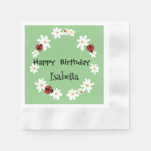 Cute Polka dot Ladybug Daisy Flower Floral Kids 2 Napkin
