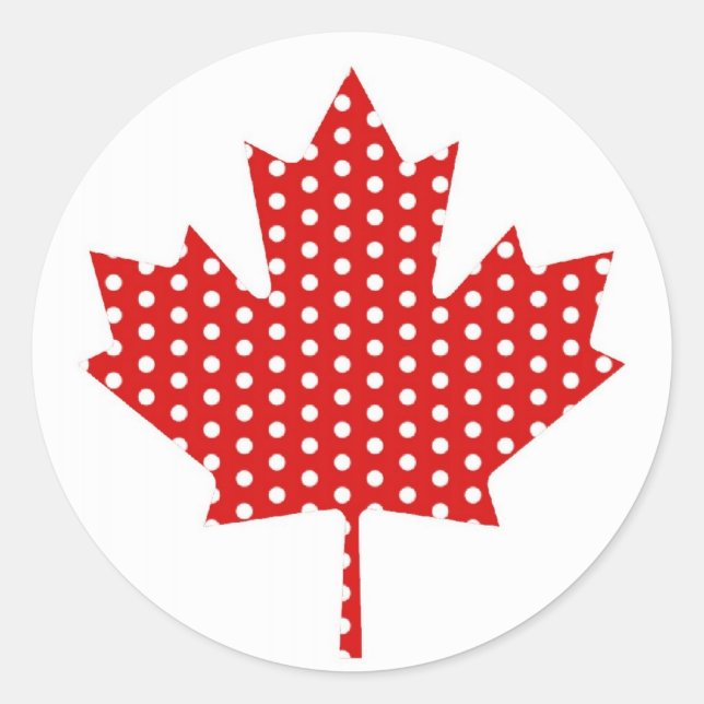 Cute Polka Dot Maple Leaf Canada Flag Tees, Gifts Classic Round Sticker (Front)