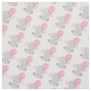 Cute Polka Dot Pink Elephant Girl Baby Fabric