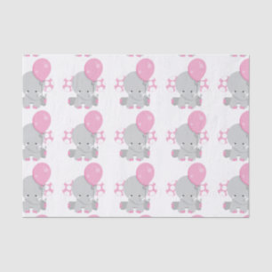 Cute Polka Dot Pink Elephant Girl Baby Tissue Paper