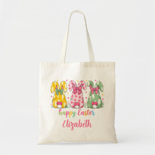 Cute Polka Dot Rabbits First Easter Personalised  Tote Bag