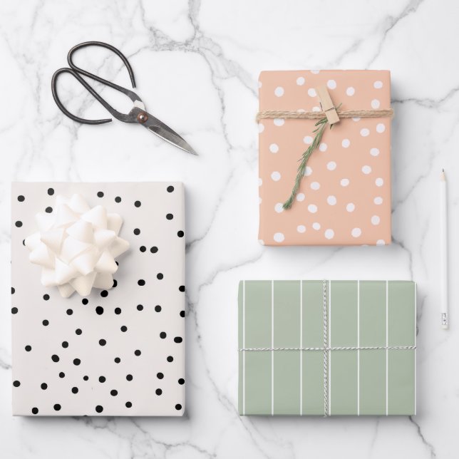 Cute Polka Dot Soft Colour Pastel Minimal  Wrapping Paper Sheet (Front)