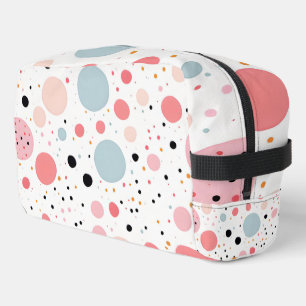 Cute polka dot spotty pattern white dopp kit