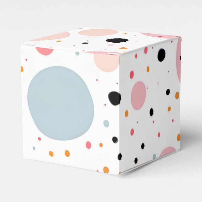 Cute polka dot spotty pattern white favour box (Front Side)