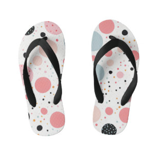 Cute polka dot spotty pattern white kid's flip flops