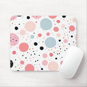 Cute polka dot spotty pattern white mouse mat