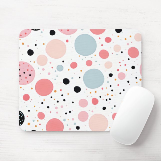 Cute polka dot spotty pattern white mouse mat (With Mouse)