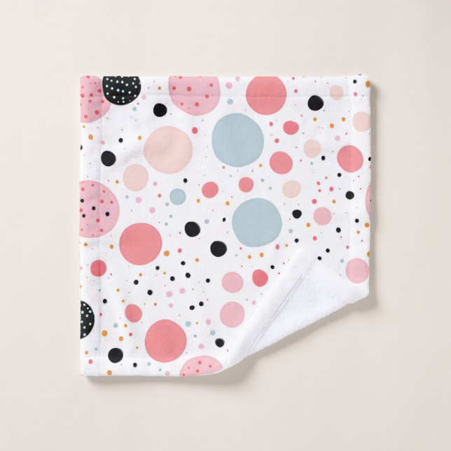 Cute polka dot spotty pattern white wash cloth (Wash Cloth)