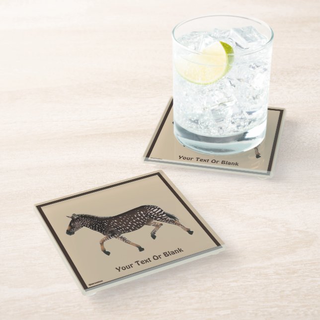 Cute Polka Dot Zebra Glass Coaster (Angled)