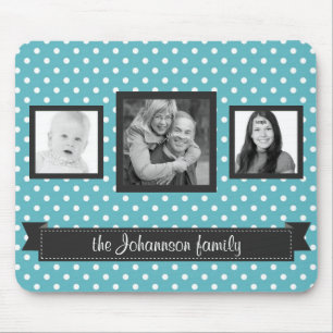 Cute Polka Dots 3 Instagram Photos Family Mouse Mat
