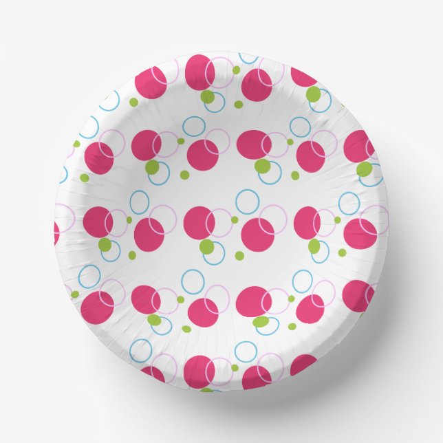 Cute Polka Dots Birthday Party Paper Plate (Front)