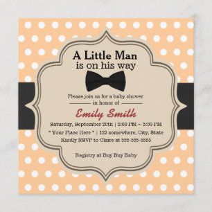 Cute Polka Dots Bow Tie Little Man Baby Shower Invitation