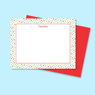 Cute Polka Dots Colourful Girly Stationery Card