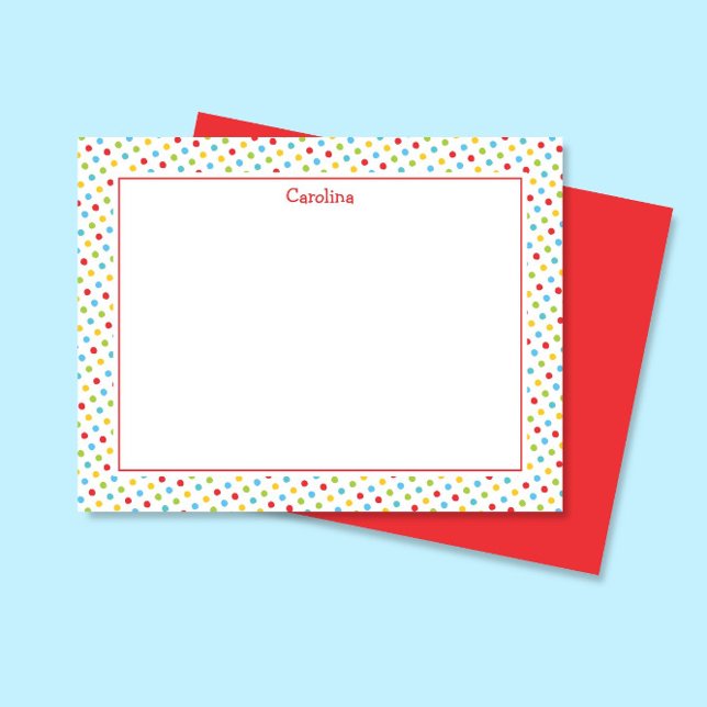 Cute Polka Dots Colourful Girly Stationery Card (Creator Uploaded)