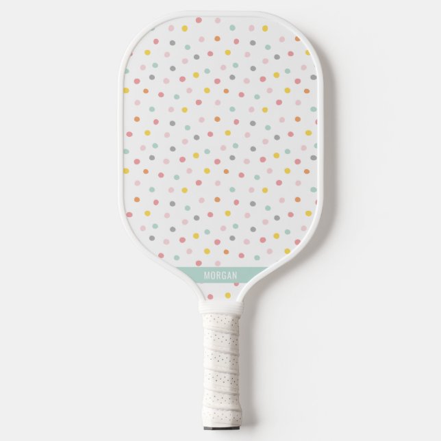 Cute Polka Dots in Pastel Colours Pickleball Paddle (Front)